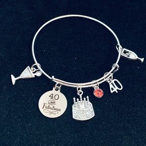 “40 and Fabulous” milestone birthday bangle bracelet personalized